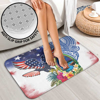 Guam and United States Together Bathroom Set Bald Eagle and Guam Seal with Flower and Tribal Tattoos - Wonder Print Shop