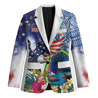 Guam and United States Together Blazer Bald Eagle and Guam Seal with Flower and Tribal Tattoos - Wonder Print Shop