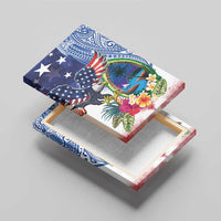 Guam and United States Together Canvas Wall Art Bald Eagle and Guam Seal with Flower and Tribal Tattoos - Wonder Print Shop