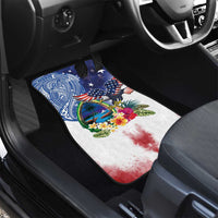 Guam and United States Together Car Mats Bald Eagle and Guam Seal with Flower and Tribal Tattoos - Wonder Print Shop