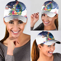Guam and United States Together Classic Cap Bald Eagle and Guam Seal with Flower and Tribal Tattoos - Wonder Print Shop
