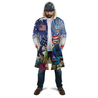 Guam and United States Together Cloak Bald Eagle and Guam Seal with Flower and Tribal Tattoos - Wonder Print Shop