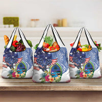 Guam and United States Together Grocery Bag Bald Eagle and Guam Seal with Flower and Tribal Tattoos - Wonder Print Shop