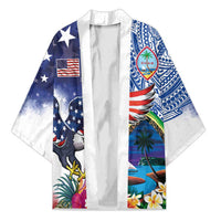 Guam and United States Together Kimono Bald Eagle and Guam Seal with Flower and Tribal Tattoos - Wonder Print Shop