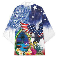 Guam and United States Together Kimono Bald Eagle and Guam Seal with Flower and Tribal Tattoos - Wonder Print Shop