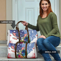 Guam and United States Together Travel Bag Bald Eagle and Guam Seal with Flower and Tribal Tattoos - Wonder Print Shop