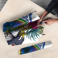 Guam and United States Together Umbrella Bald Eagle and Guam Seal with Flower and Tribal Tattoos - Wonder Print Shop