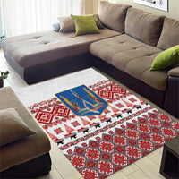 Ukraine Merry Christmas Area Rug Ukraine Emblem and Vyshyvanka Xmas Style - Wonder Print Shop