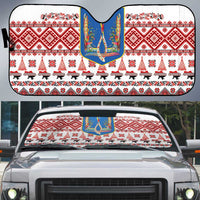 Ukraine Merry Christmas Auto Sun Shade Ukraine Emblem and Vyshyvanka Xmas Style - Wonder Print Shop