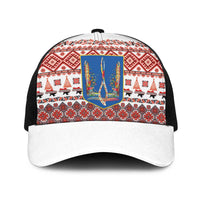 Ukraine Merry Christmas Baseball Net Cap Ukraine Emblem and Vyshyvanka Xmas Style - Wonder Print Shop
