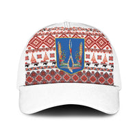 Ukraine Merry Christmas Baseball Net Cap Ukraine Emblem and Vyshyvanka Xmas Style - Wonder Print Shop