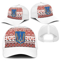 Ukraine Merry Christmas Baseball Net Cap Ukraine Emblem and Vyshyvanka Xmas Style - Wonder Print Shop