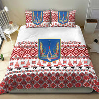 Ukraine Merry Christmas Bedding Set Ukraine Emblem and Vyshyvanka Xmas Style - Wonder Print Shop