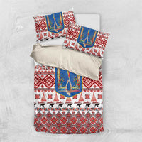 Ukraine Merry Christmas Bedding Set Ukraine Emblem and Vyshyvanka Xmas Style - Wonder Print Shop