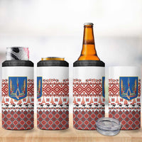 Ukraine Merry Christmas 4 in 1 Can Cooler Tumbler Ukraine Emblem and Vyshyvanka Xmas Style - Wonder Print Shop