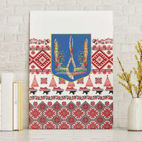 Ukraine Merry Christmas Canvas Wall Art Ukraine Emblem and Vyshyvanka Xmas Style - Wonder Print Shop