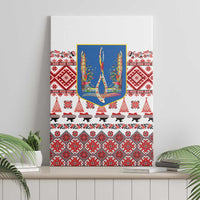 Ukraine Merry Christmas Canvas Wall Art Ukraine Emblem and Vyshyvanka Xmas Style - Wonder Print Shop
