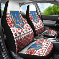Ukraine Merry Christmas Car Seat Cover Ukraine Emblem and Vyshyvanka Xmas Style - Wonder Print Shop