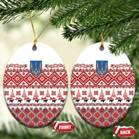 Ukraine Merry Christmas Ceramic Ornament Ukraine Emblem and Vyshyvanka Xmas Style - Wonder Print Shop