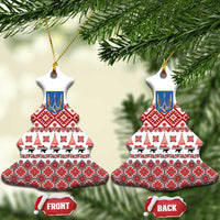 Ukraine Merry Christmas Ceramic Ornament Ukraine Emblem and Vyshyvanka Xmas Style - Wonder Print Shop