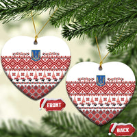 Ukraine Merry Christmas Ceramic Ornament Ukraine Emblem and Vyshyvanka Xmas Style - Wonder Print Shop