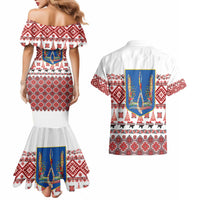 Ukraine Merry Christmas Couples Matching Mermaid Dress and Hawaiian Shirt Ukraine Emblem and Vyshyvanka Xmas Style - Wonder Print Shop