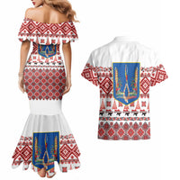 Ukraine Merry Christmas Couples Matching Mermaid Dress and Hawaiian Shirt Ukraine Emblem and Vyshyvanka Xmas Style - Wonder Print Shop