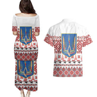 Ukraine Merry Christmas Couples Matching Puletasi and Hawaiian Shirt Ukraine Emblem and Vyshyvanka Xmas Style - Wonder Print Shop