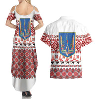 Ukraine Merry Christmas Couples Matching Summer Maxi Dress and Hawaiian Shirt Ukraine Emblem and Vyshyvanka Xmas Style - Wonder Print Shop
