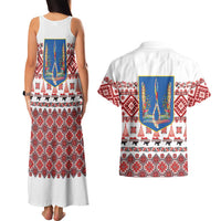 Ukraine Merry Christmas Couples Matching Tank Maxi Dress and Hawaiian Shirt Ukraine Emblem and Vyshyvanka Xmas Style - Wonder Print Shop