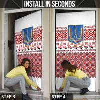 Ukraine Merry Christmas Door Cover Ukraine Emblem and Vyshyvanka Xmas Style - Wonder Print Shop