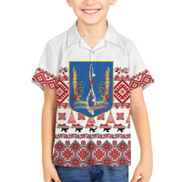Ukraine Merry Christmas Family Matching Long Sleeve Bodycon Dress and Hawaiian Shirt Ukraine Emblem and Vyshyvanka Xmas Style - Wonder Print Shop