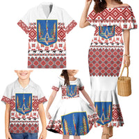 Ukraine Merry Christmas Family Matching Mermaid Dress and Hawaiian Shirt Ukraine Emblem and Vyshyvanka Xmas Style - Wonder Print Shop