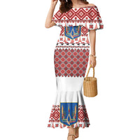 Ukraine Merry Christmas Family Matching Mermaid Dress and Hawaiian Shirt Ukraine Emblem and Vyshyvanka Xmas Style - Wonder Print Shop