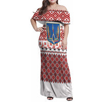 Ukraine Merry Christmas Family Matching Off Shoulder Maxi Dress and Hawaiian Shirt Ukraine Emblem and Vyshyvanka Xmas Style - Wonder Print Shop