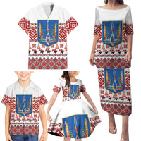 Ukraine Merry Christmas Family Matching Puletasi and Hawaiian Shirt Ukraine Emblem and Vyshyvanka Xmas Style - Wonder Print Shop