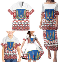 Ukraine Merry Christmas Family Matching Puletasi and Hawaiian Shirt Ukraine Emblem and Vyshyvanka Xmas Style - Wonder Print Shop