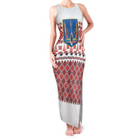 Ukraine Merry Christmas Family Matching Tank Maxi Dress and Hawaiian Shirt Ukraine Emblem and Vyshyvanka Xmas Style - Wonder Print Shop