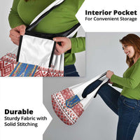 Ukraine Merry Christmas Grocery Bag Ukraine Emblem and Vyshyvanka Xmas Style - Wonder Print Shop