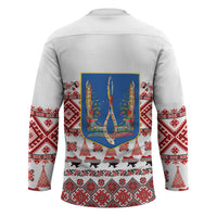 Ukraine Merry Christmas Hockey Jersey Ukraine Emblem and Vyshyvanka Xmas Style - Wonder Print Shop