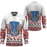Ukraine Merry Christmas Hockey Jersey Ukraine Emblem and Vyshyvanka Xmas Style - Wonder Print Shop