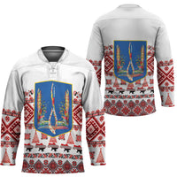 Ukraine Merry Christmas Hockey Jersey Ukraine Emblem and Vyshyvanka Xmas Style - Wonder Print Shop