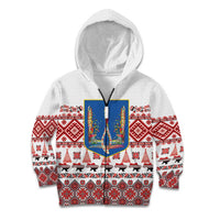 Ukraine Merry Christmas Kid Hoodie Ukraine Emblem and Vyshyvanka Xmas Style - Wonder Print Shop