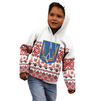 Ukraine Merry Christmas Kid Hoodie Ukraine Emblem and Vyshyvanka Xmas Style - Wonder Print Shop
