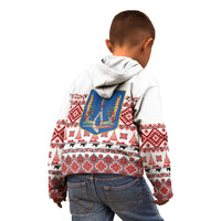 Ukraine Merry Christmas Kid Hoodie Ukraine Emblem and Vyshyvanka Xmas Style - Wonder Print Shop