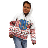 Ukraine Merry Christmas Kid Hoodie Ukraine Emblem and Vyshyvanka Xmas Style - Wonder Print Shop