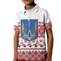 Ukraine Merry Christmas Kid Polo Shirt Ukraine Emblem and Vyshyvanka Xmas Style - Wonder Print Shop