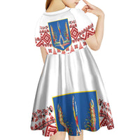 Ukraine Merry Christmas Kid Short Sleeve Dress Ukraine Emblem and Vyshyvanka Xmas Style - Wonder Print Shop