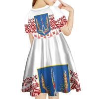 Ukraine Merry Christmas Kid Short Sleeve Dress Ukraine Emblem and Vyshyvanka Xmas Style - Wonder Print Shop