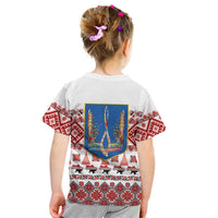 Ukraine Merry Christmas Kid T Shirt Ukraine Emblem and Vyshyvanka Xmas Style - Wonder Print Shop